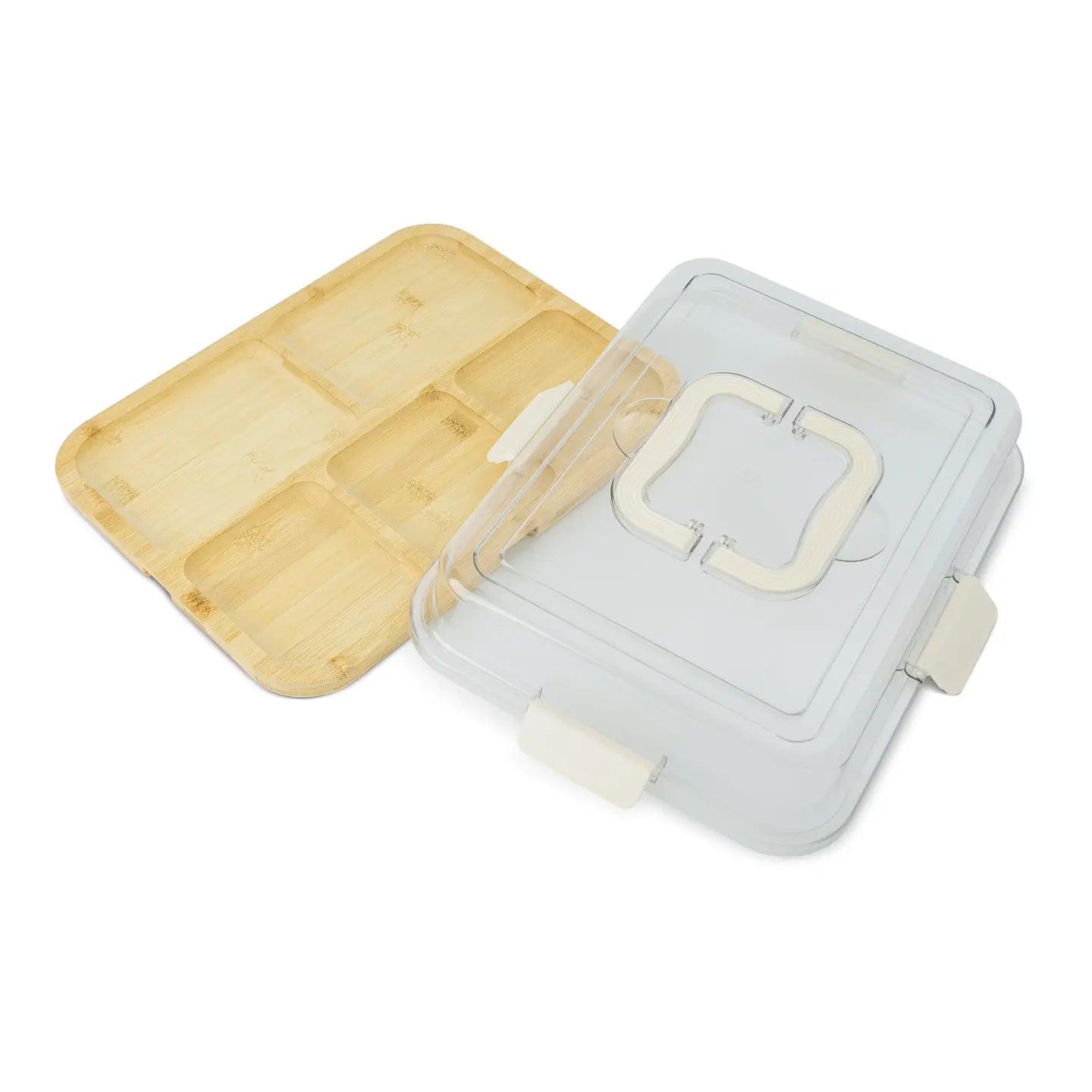5 Section Rectangle Wood Charcuterie Storage - Ivory