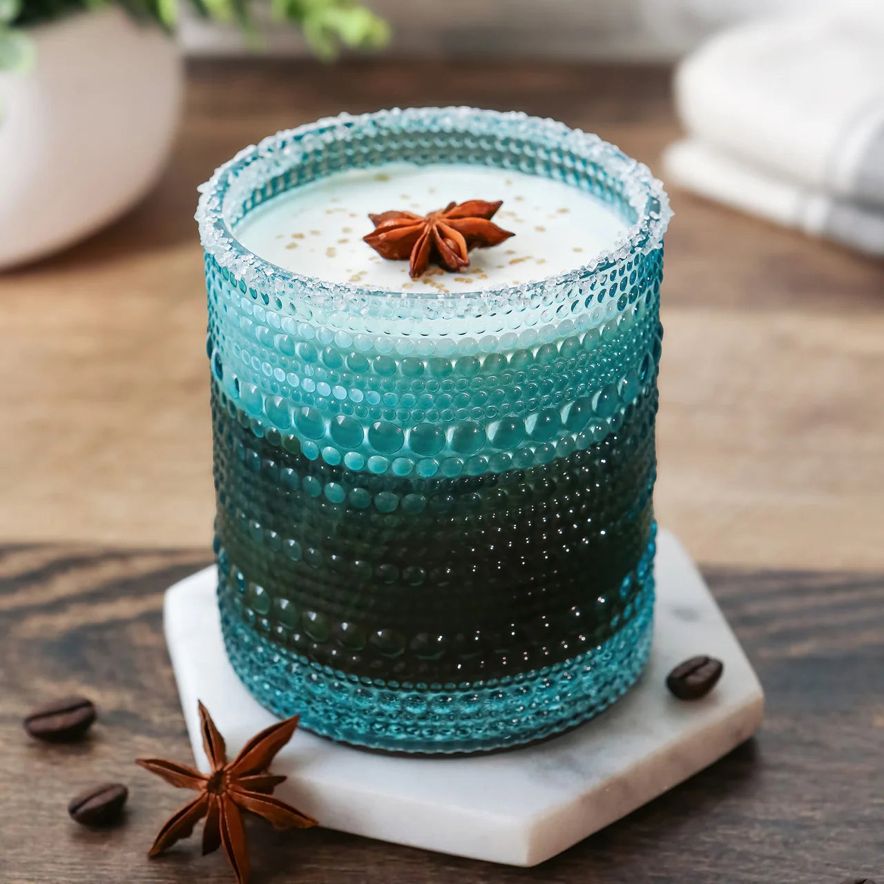 Kate Aspen - Beaded Glass- Set of 6 – Aqua Blue (Add-On)