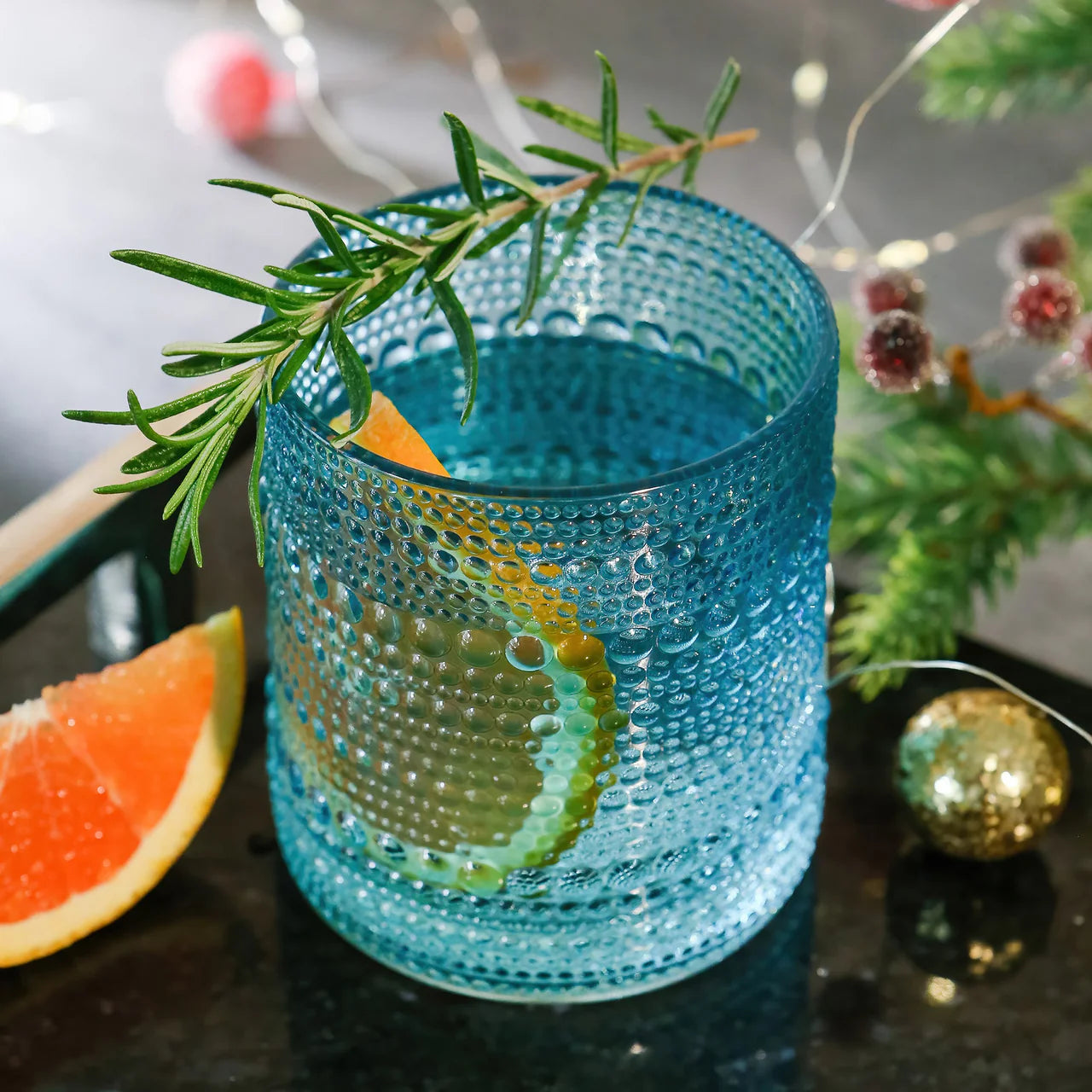 Kate Aspen - Beaded Glass- Set of 6 – Aqua Blue (Add-On)