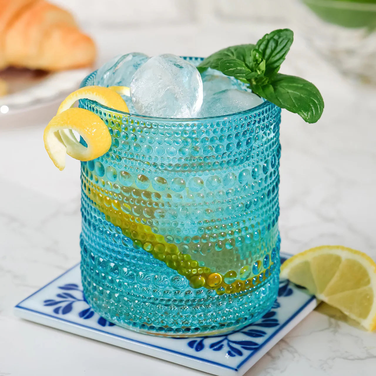 Kate Aspen - Beaded Glass- Set of 6 – Aqua Blue (Add-On)