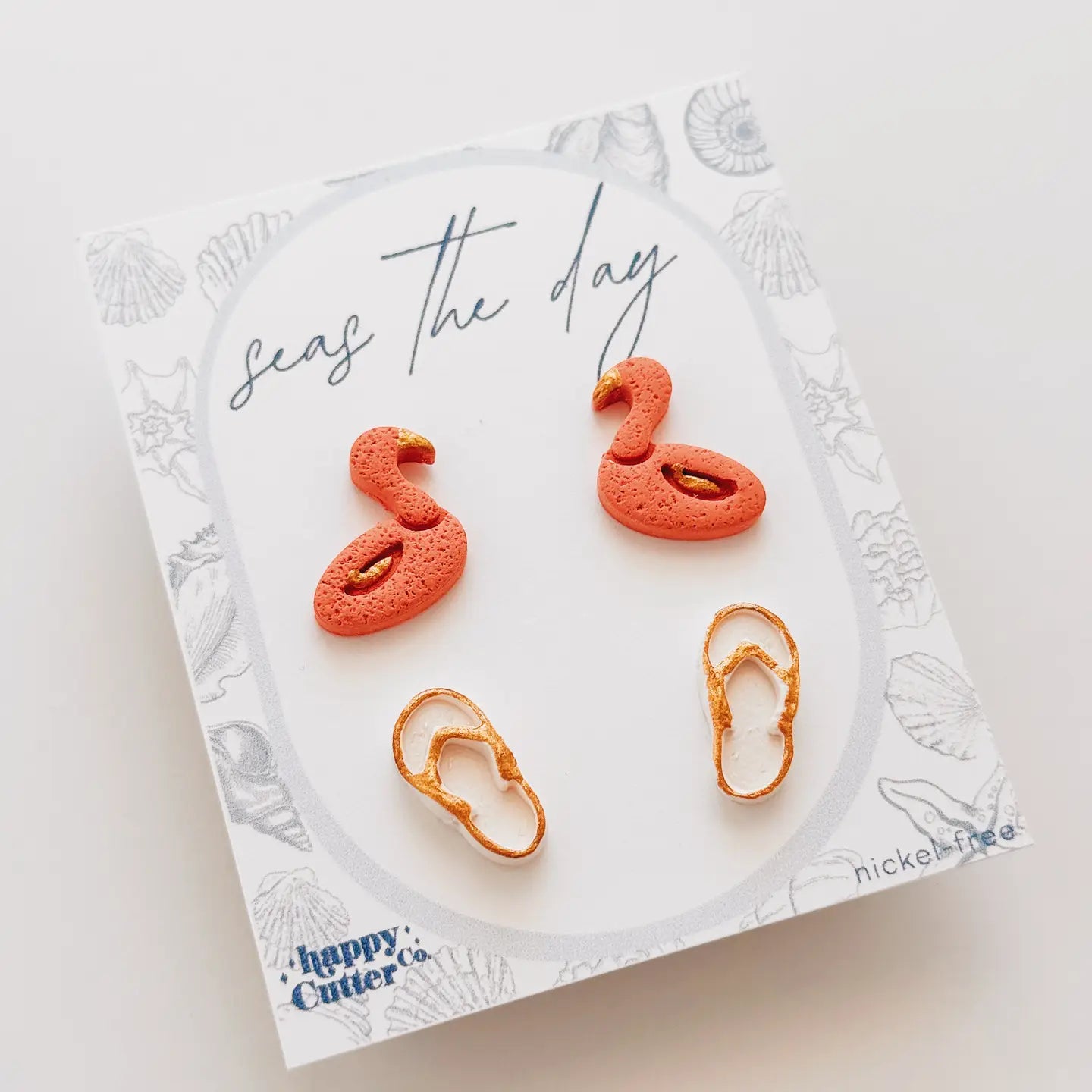 Flamingo Floatie Flip Flops Earring Set