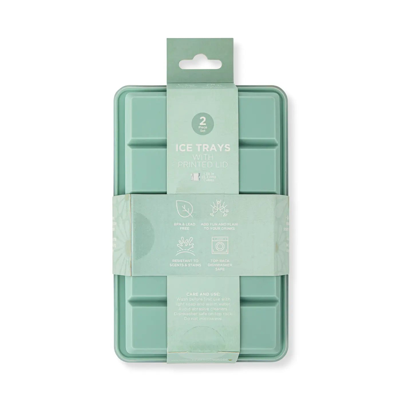 2pk Printed Lid/Cube Ice Tray - Daisy