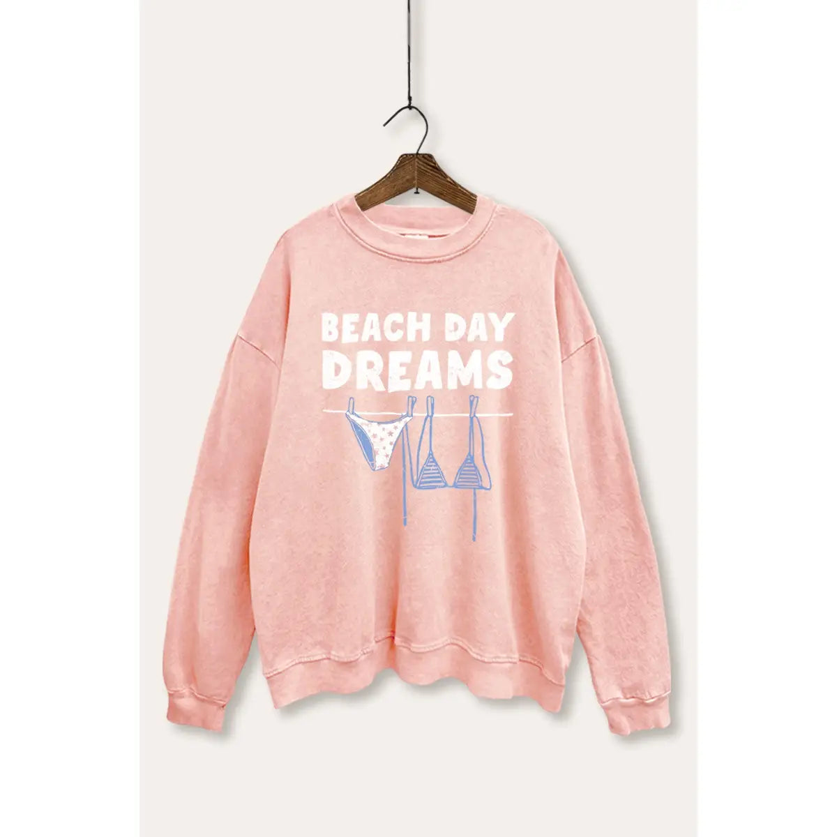 Beach Day Graphic Mineral Wash Sweatshirt - Washed Pink