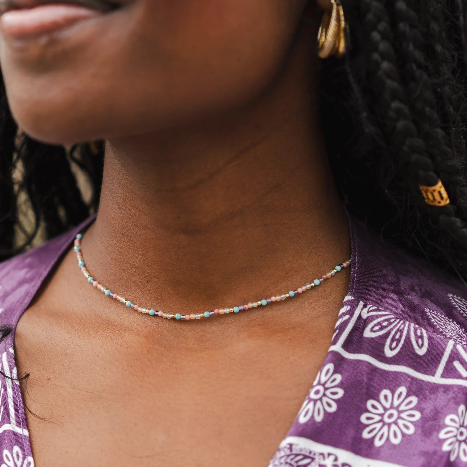 Lotus & Luna - Vibrant Spirit 2mm Metal Accent Healing Necklace