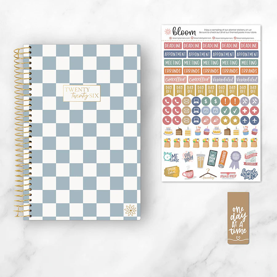 Bloom - 2026 Soft Cover Planner, 5.5" x 8.25", Checkered