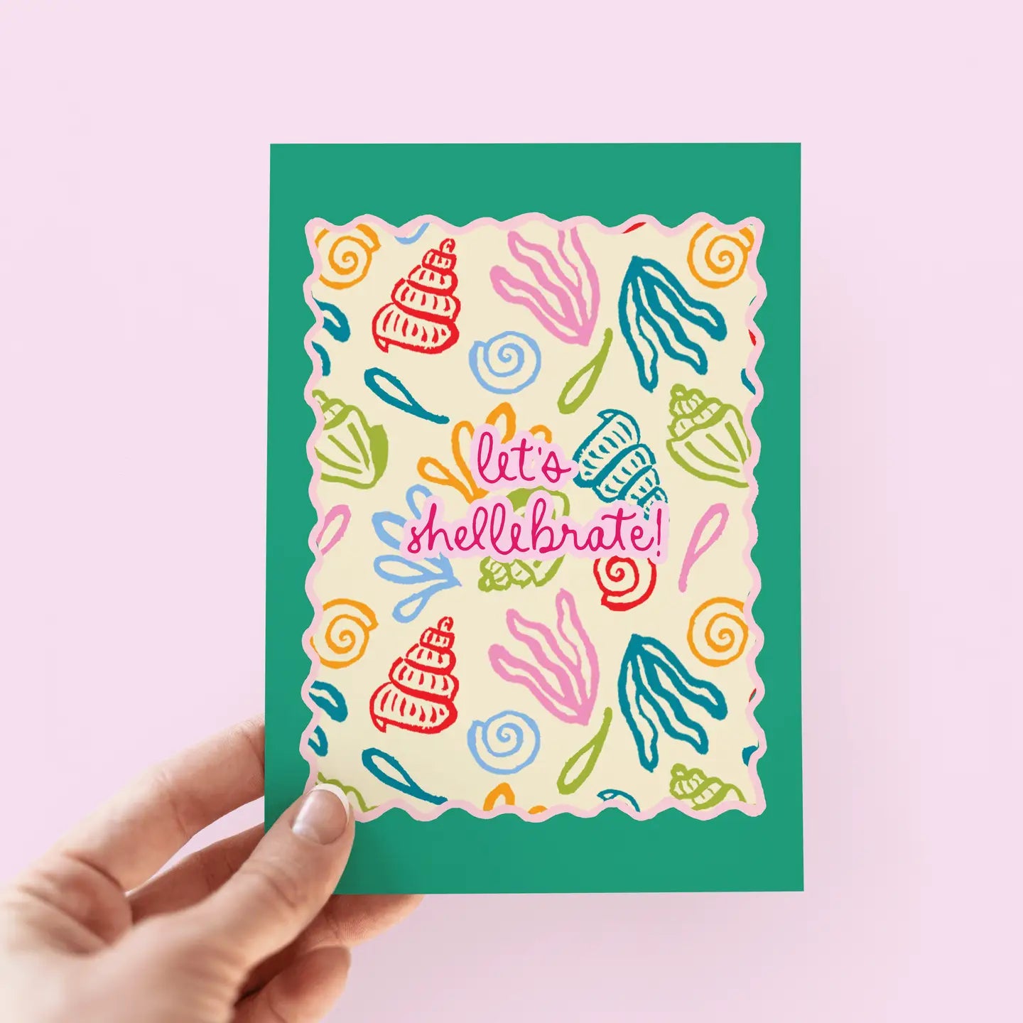 The Shelley Society - Let's Shellebrate! Seashell Beach Coastal Greeting Card