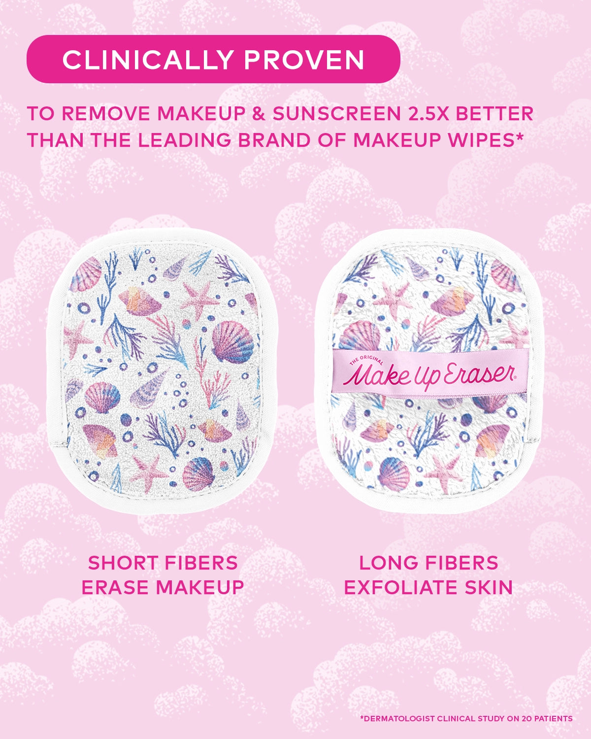 The Original MakeUp Eraser - Seashells 7-Day Set & Seashell Case | Mermaid Beach Glam