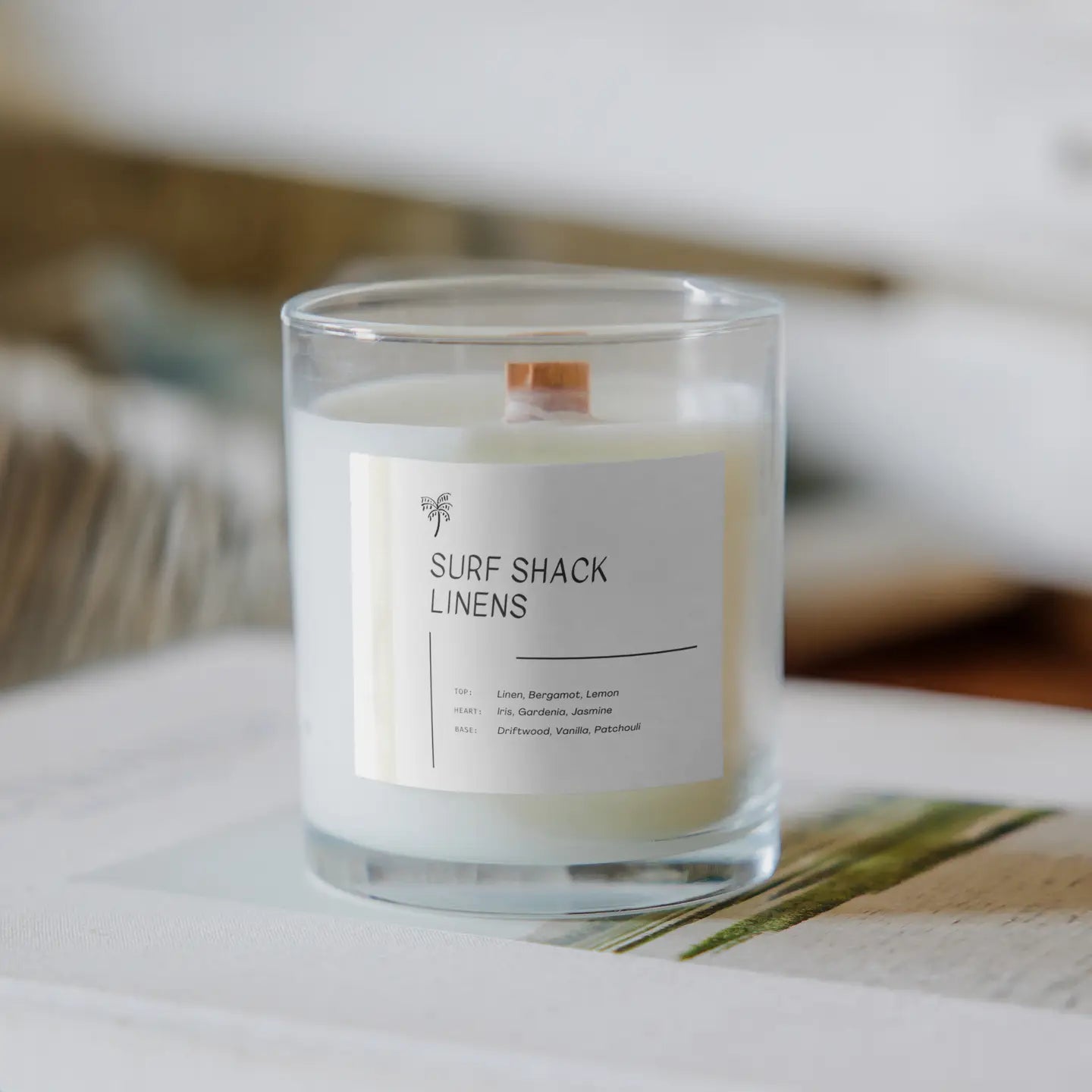 Soph's Beach House - Surf Shack Linens Luxury Coastal Wood Wick Candle