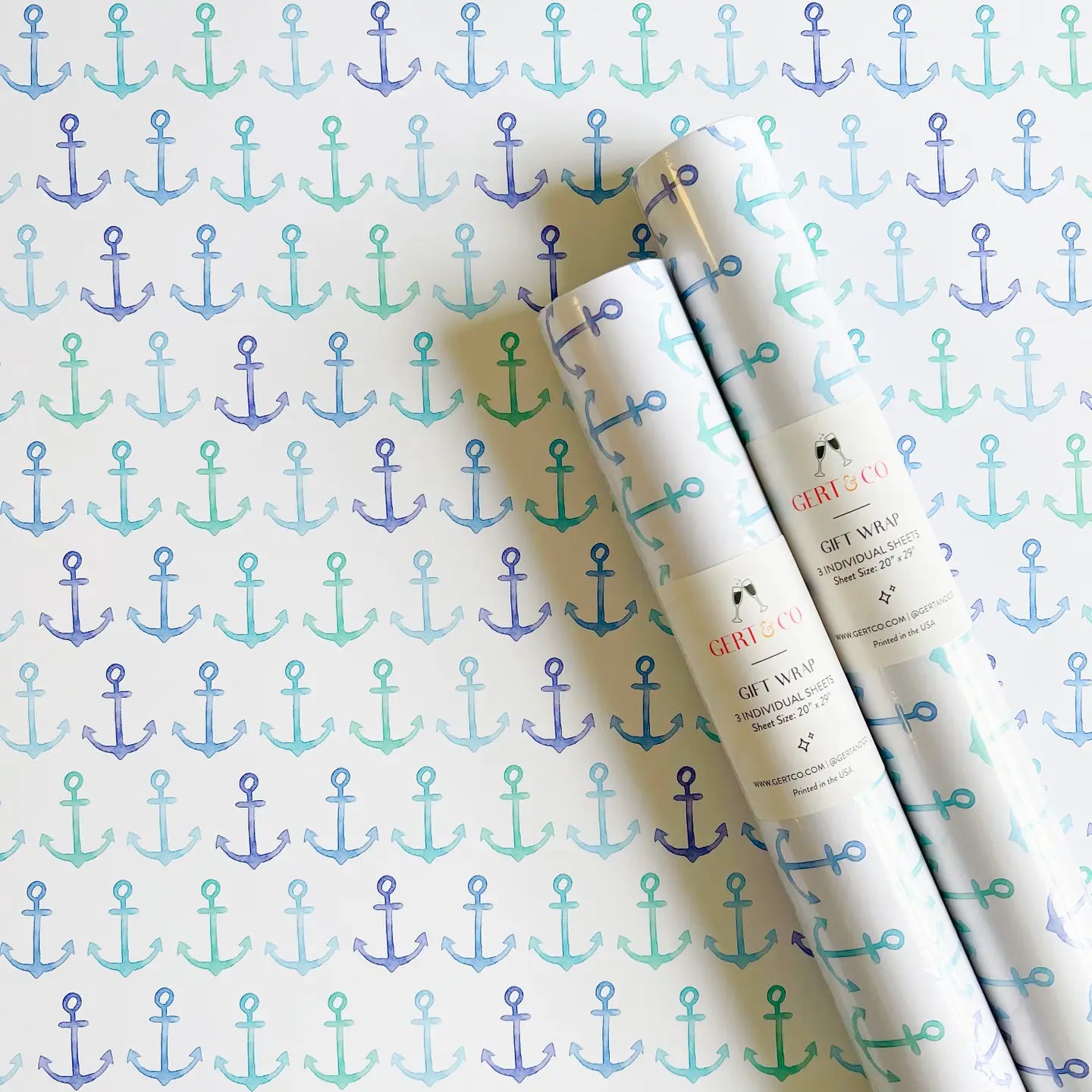 Gert & Co - Blue Anchors Gift Wrap