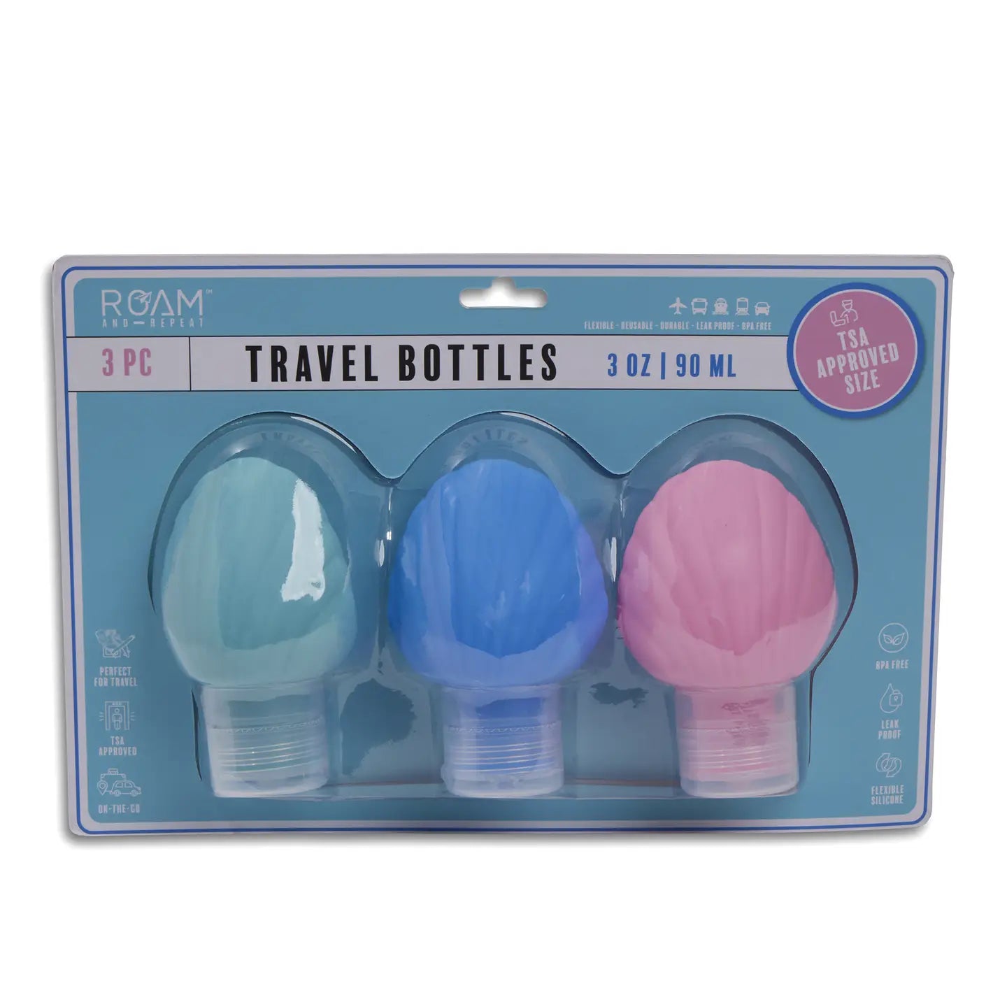 Set of 3 3oz Shell Travel Bottles
