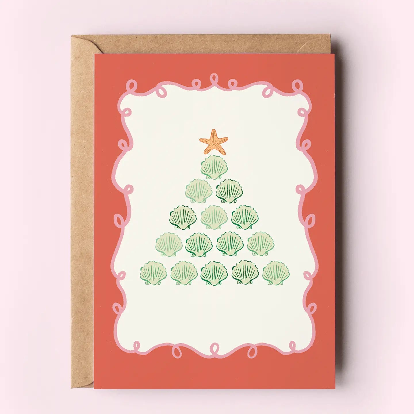 The Shelley Society - Seashell Christmas Tree Beach Coastal Holiday Greeting Card