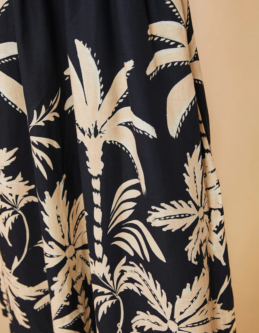 Spartina 449 - Keila Midi Dress Southern Resort Palms Black (Add-On)