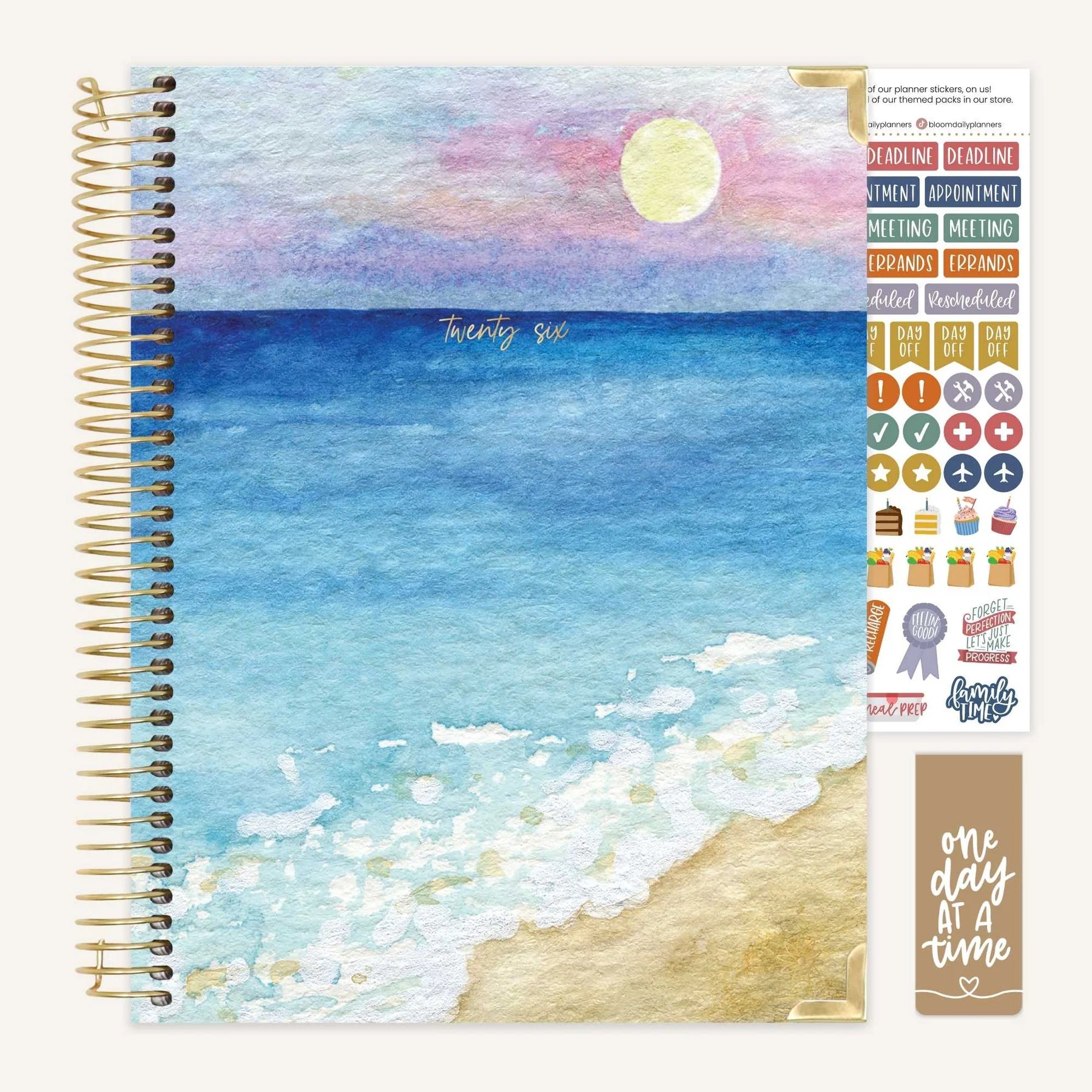 Bloom - 2026 Hard Cover Planner, 8.5" x 11", Coastal Calm