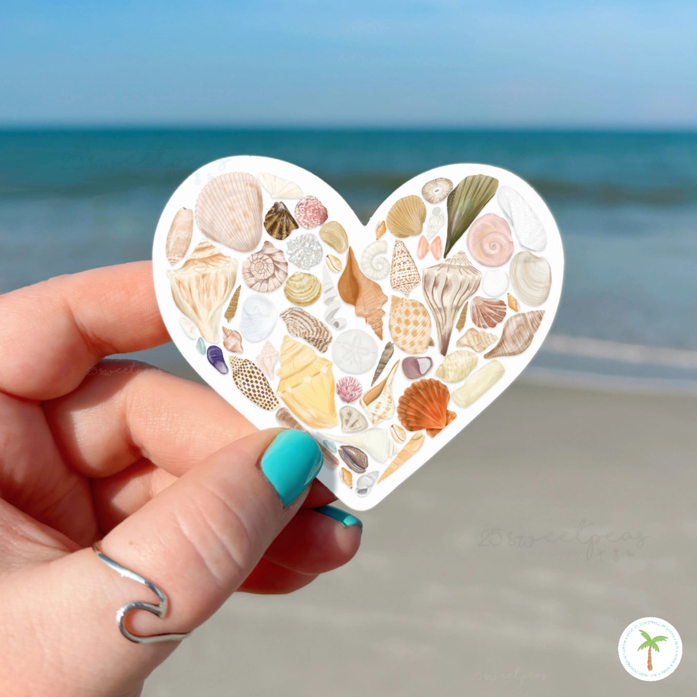 25 Sweetpeas - Seashell Lover Heart Sitcker