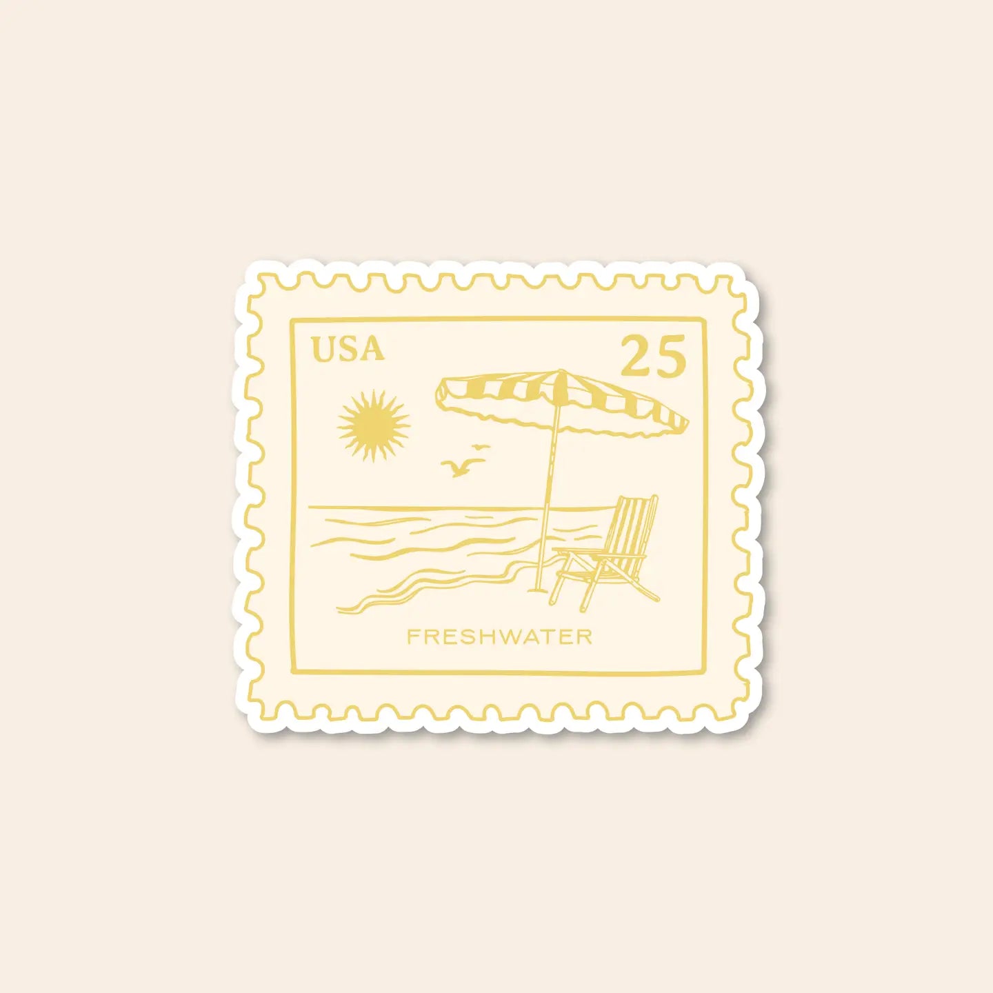 Freshwater Curated Goods - Sunny Beach Postage Stamp Vinyl Sticker (Add-On)