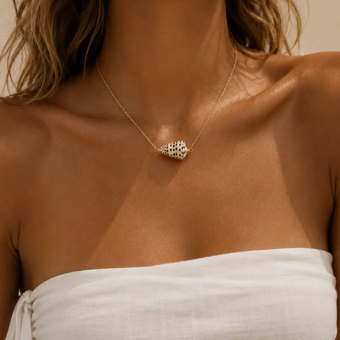The Coconut Collective - Floating Flea Cone Gold Necklace