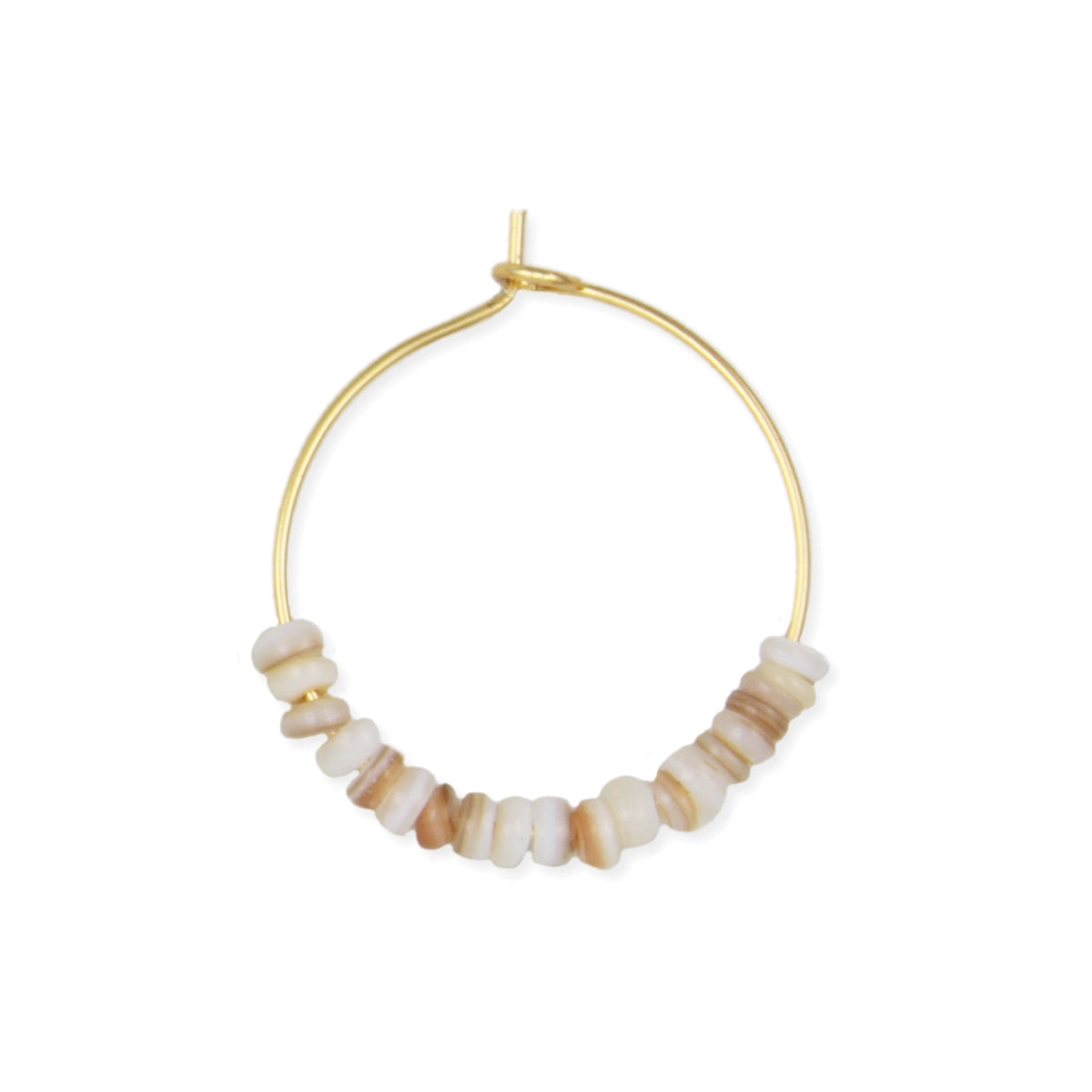 Zad - Beach Days White Bead Gold Hoop Earrings