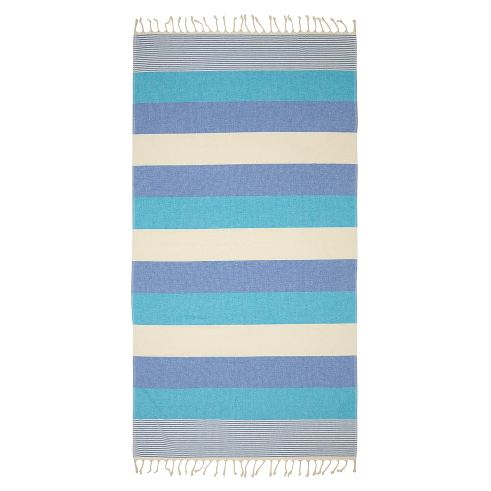 Kikoya - Hawaiian Turkish Towels 35x70" Terry Backing Beach Bath Pool - Blue/Turquoise (Add-On)