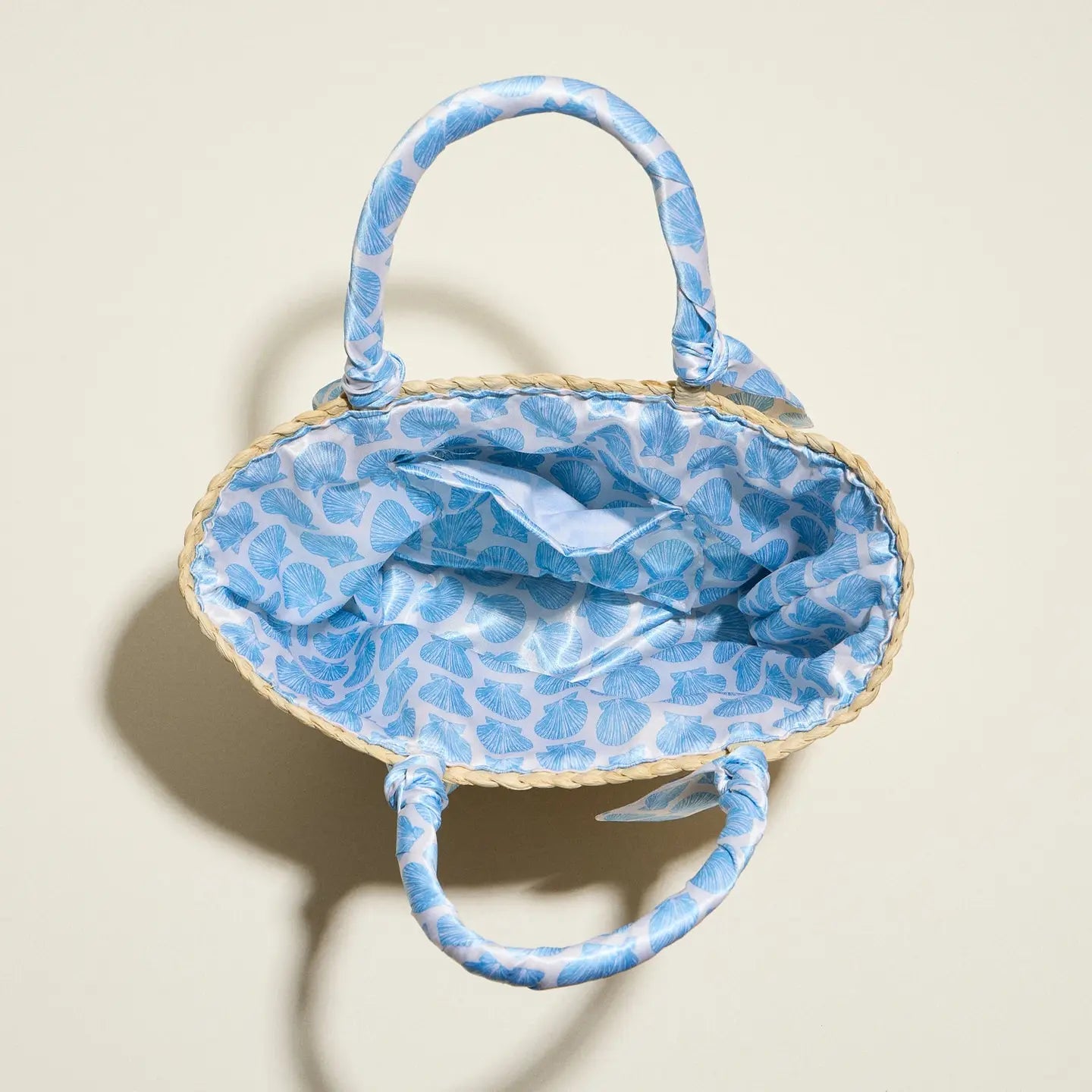 Raffia Bag with Scarf Handles