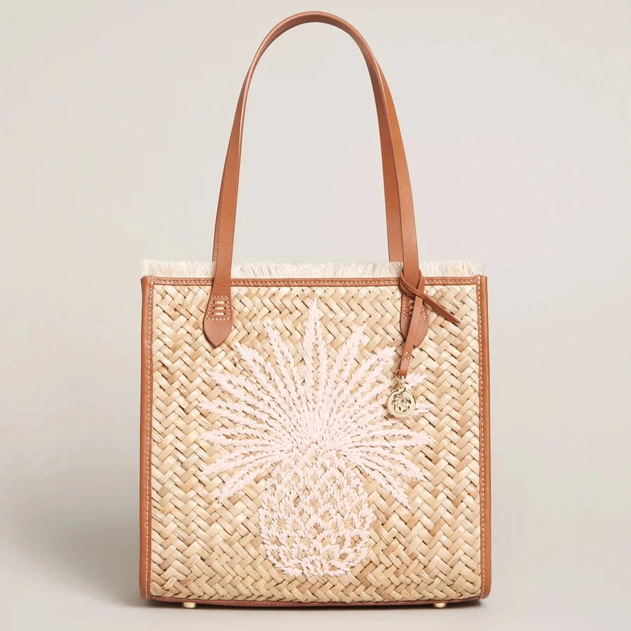 Spartina 449 - Straw Pineapple Box Tote Natural (Add-On)