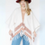 Gyal Bashy - Striped Belted Ruana With Fringe - Neutral