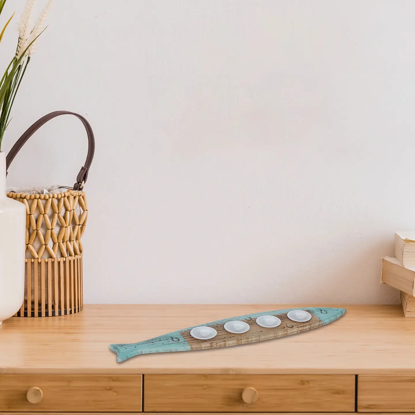 IH Casa Decor - Wooden Fish with 3 Tealight Holders Large
