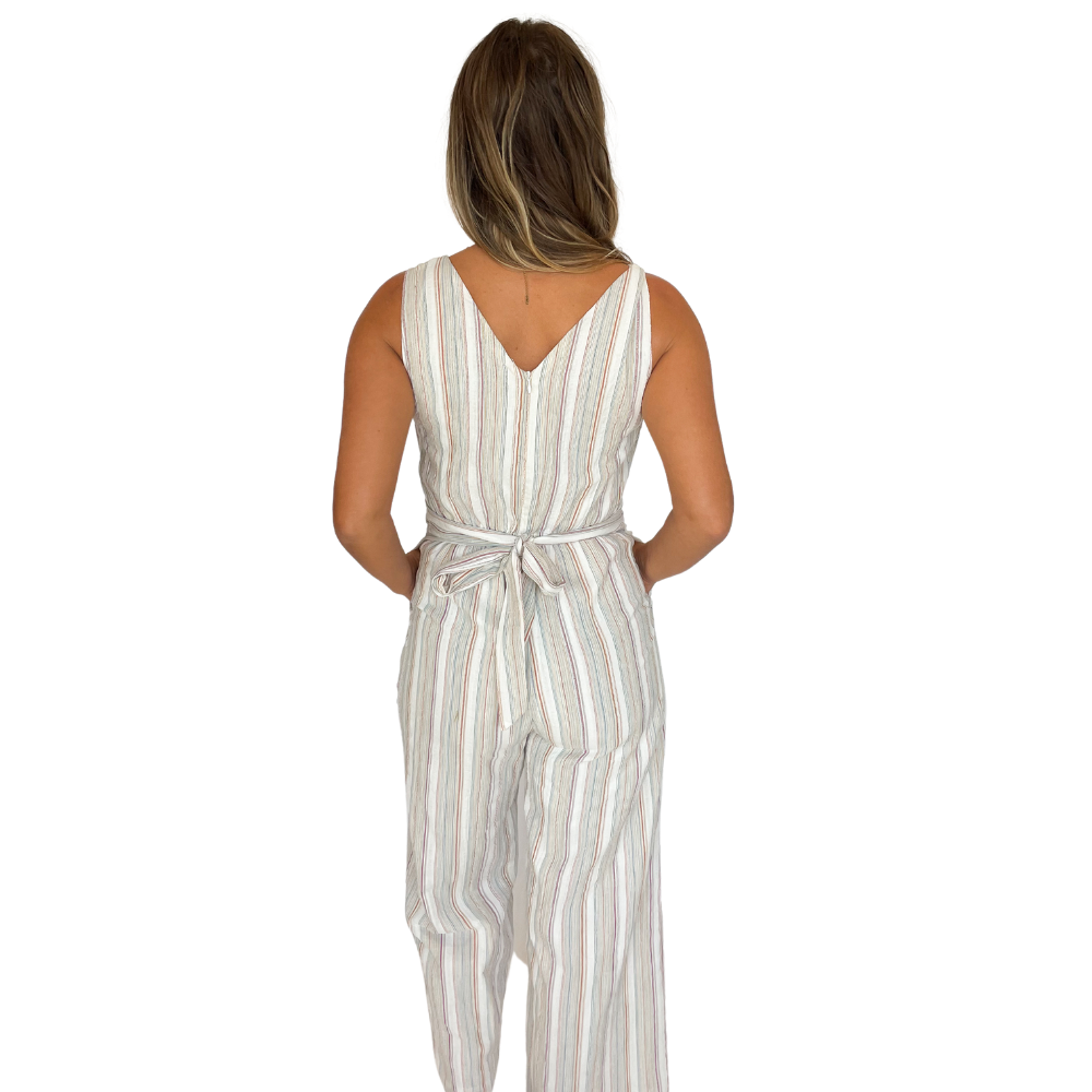 Beachly - Palms and Stripes Jumpsuit - Dune (Add-On)