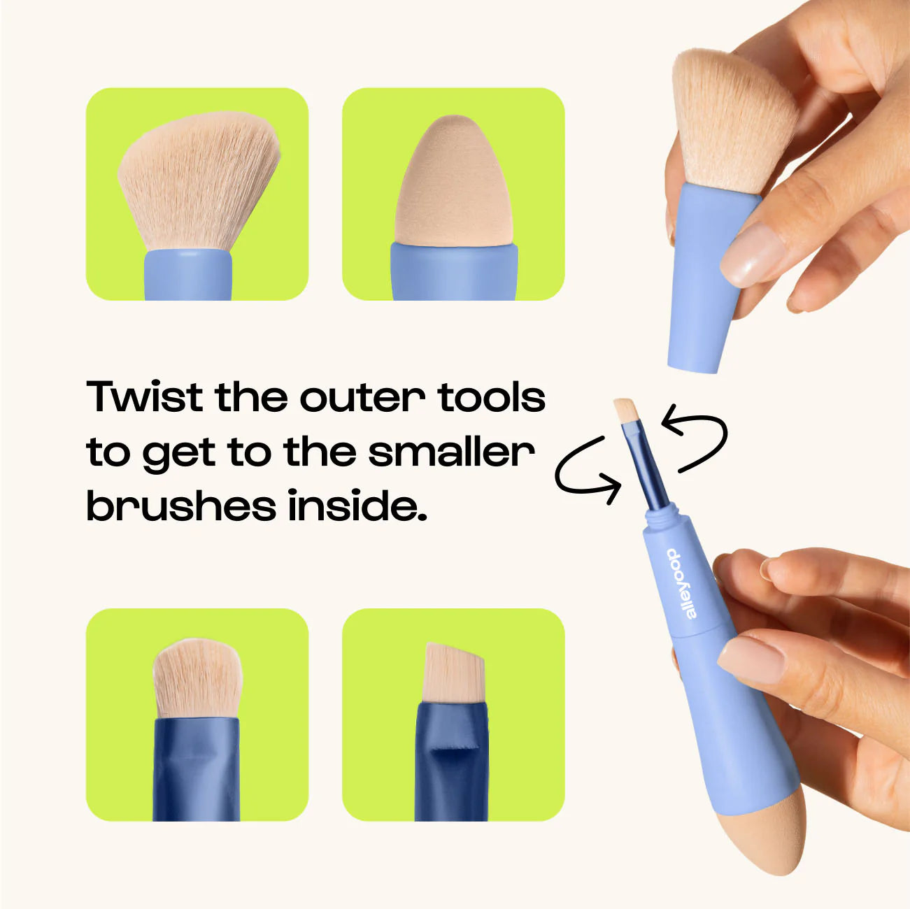 Alleyoop - Multi-Tasker - 4-in-1 Makeup Brushes