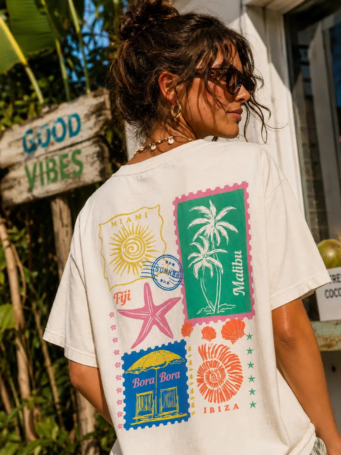 Tropical Stamps Tee - Afterglow
