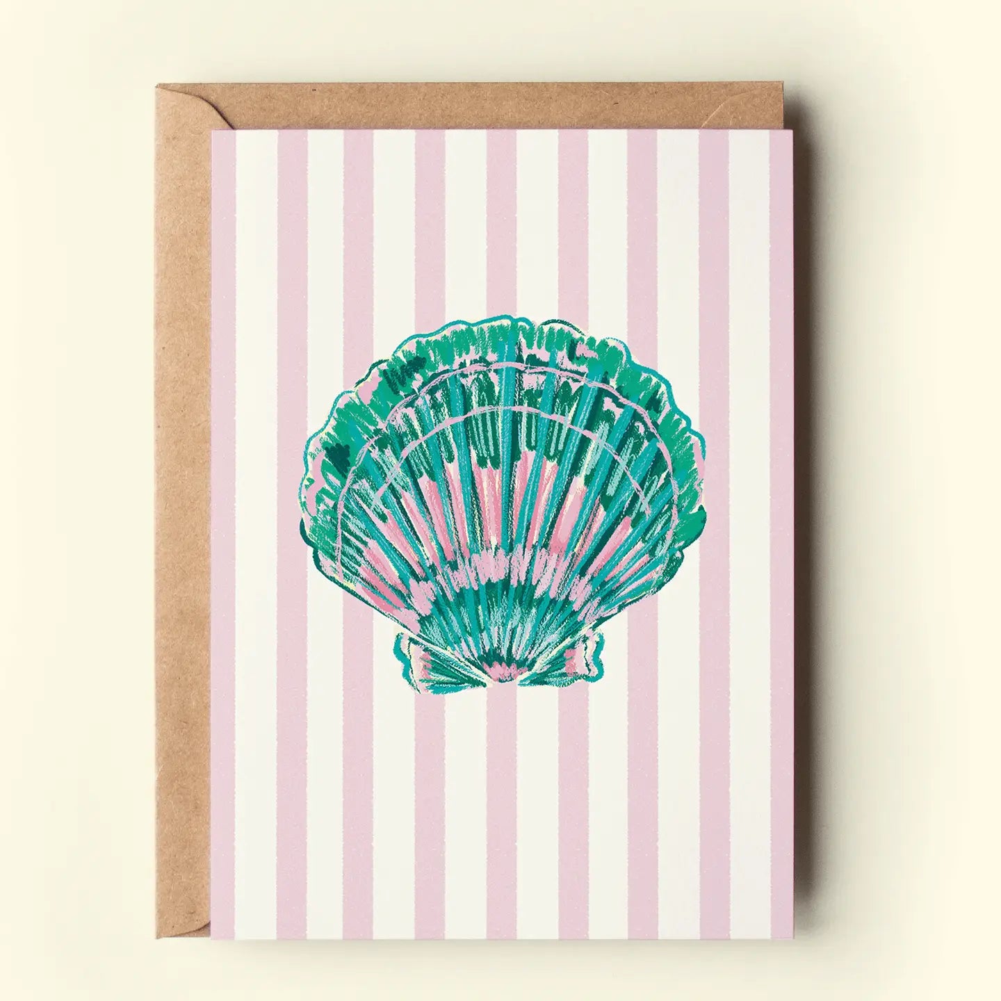 The Shelley Society - Colorful Seashell Beach Coastal Striped Greeting Card