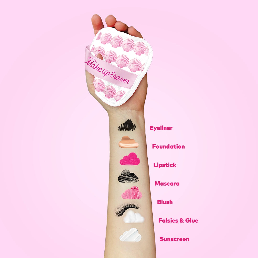 The Original MakeUp Eraser - Seashells 7-Day Set & Seashell Case | Mermaid Beach Glam