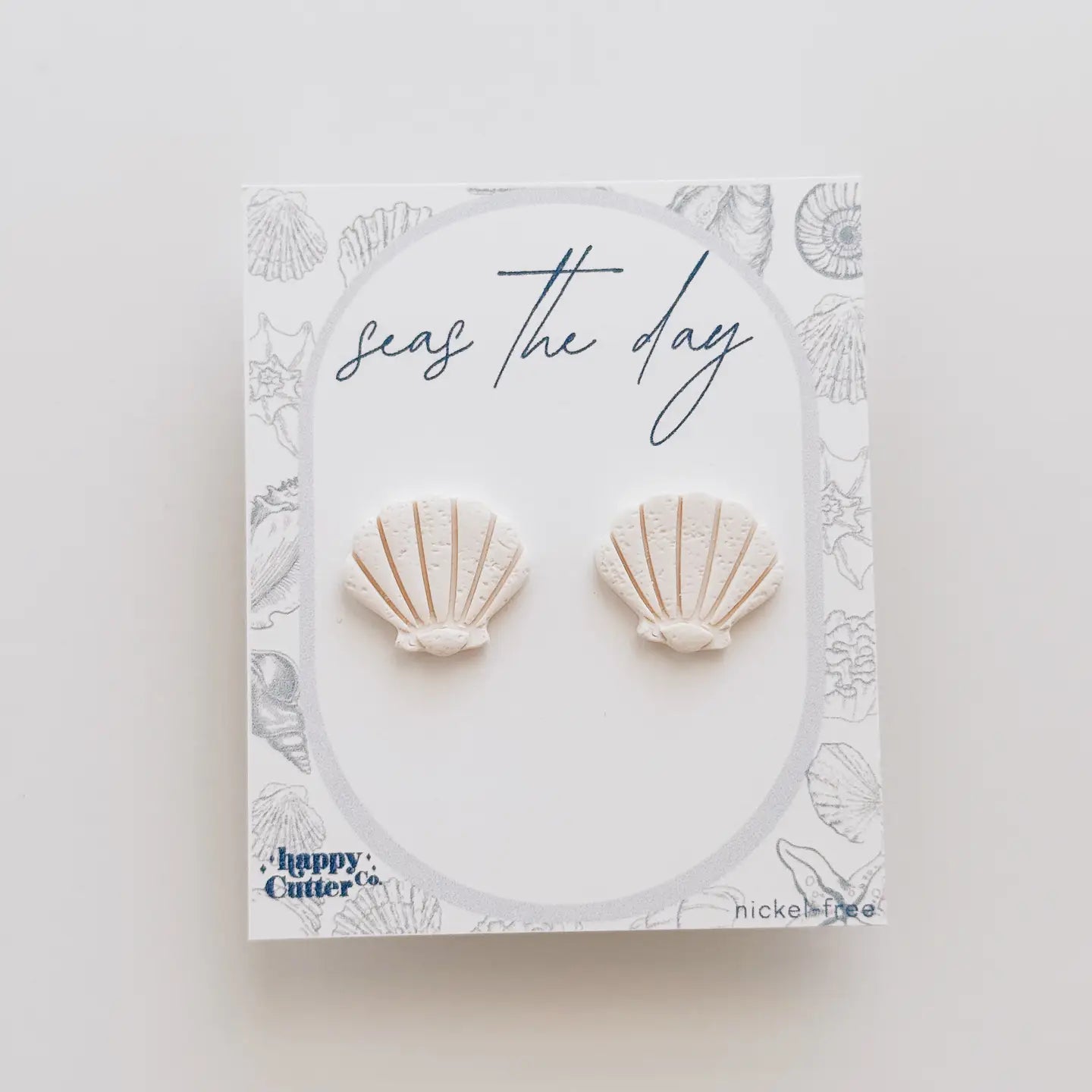 White Shell Clay Studs