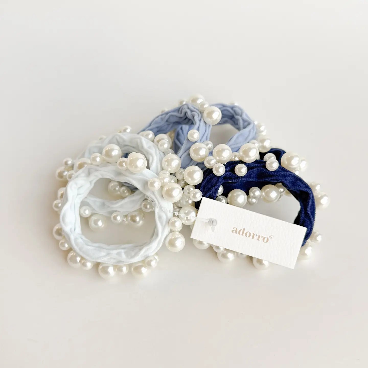 Coastal Textured Seamless Pearl Hair Ties (Set of 6)