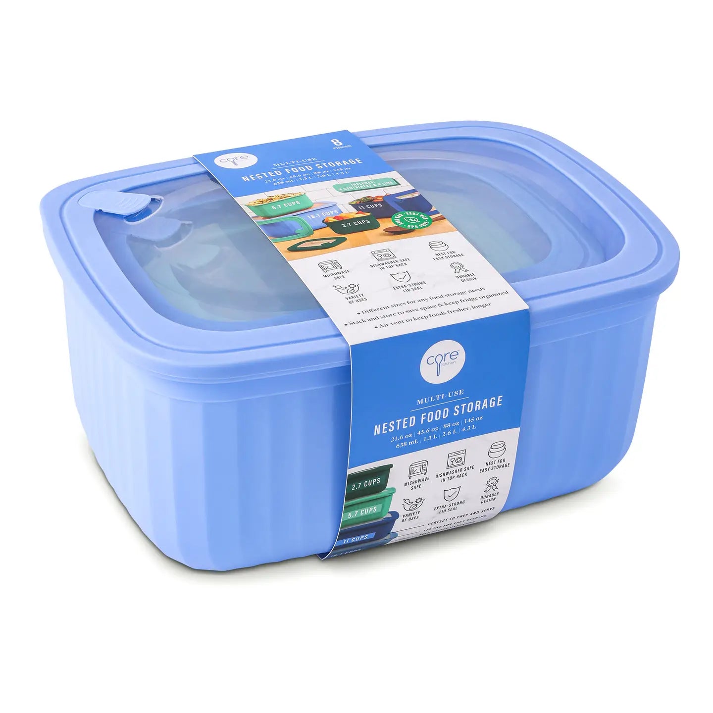 8pc Ribbed Rectangle Storage Set