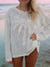 Palm Open-Knit Cover Up Long Sleeve Beach Sweater - Beige