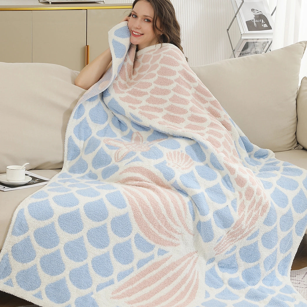 Mermaid Printed Cozy Soft Throw Blanket
