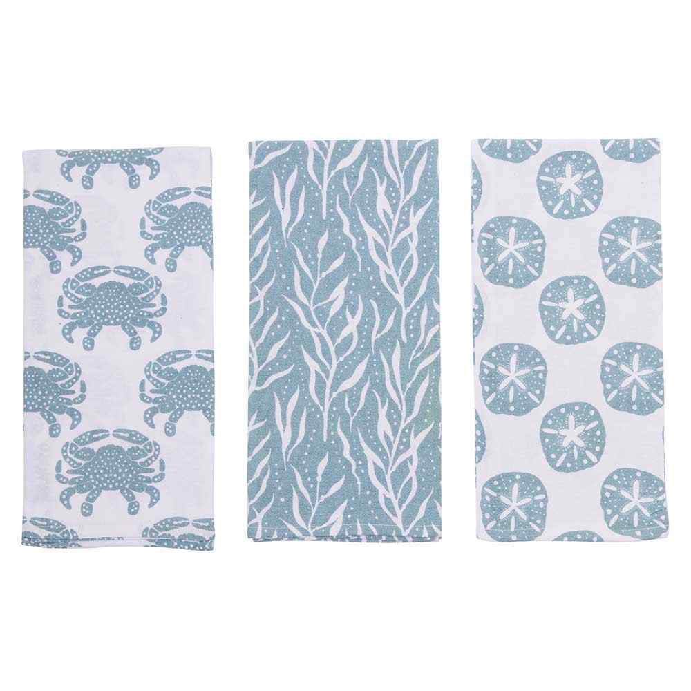 RockFlowerPaper - Blue Waves Cotton Kitchen Towels (Set of 3) (Add-On)