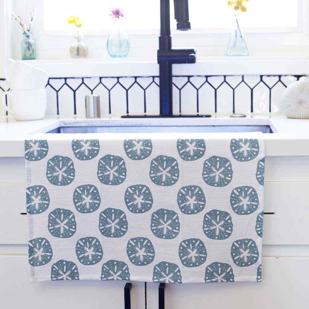 RockFlowerPaper - Blue Waves Cotton Kitchen Towels (Set of 3) (Add-On)