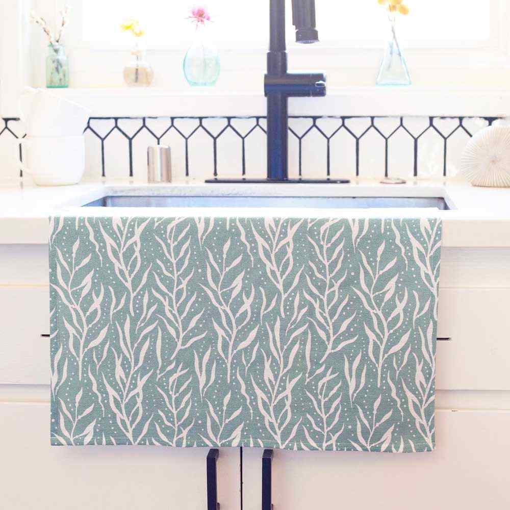 RockFlowerPaper - Blue Waves Cotton Kitchen Towels (Set of 3) (Add-On)