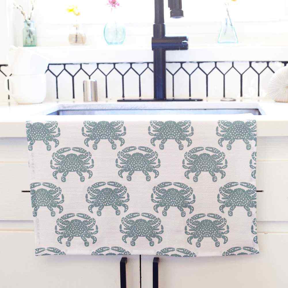 RockFlowerPaper - Blue Waves Cotton Kitchen Towels (Set of 3) (Add-On)