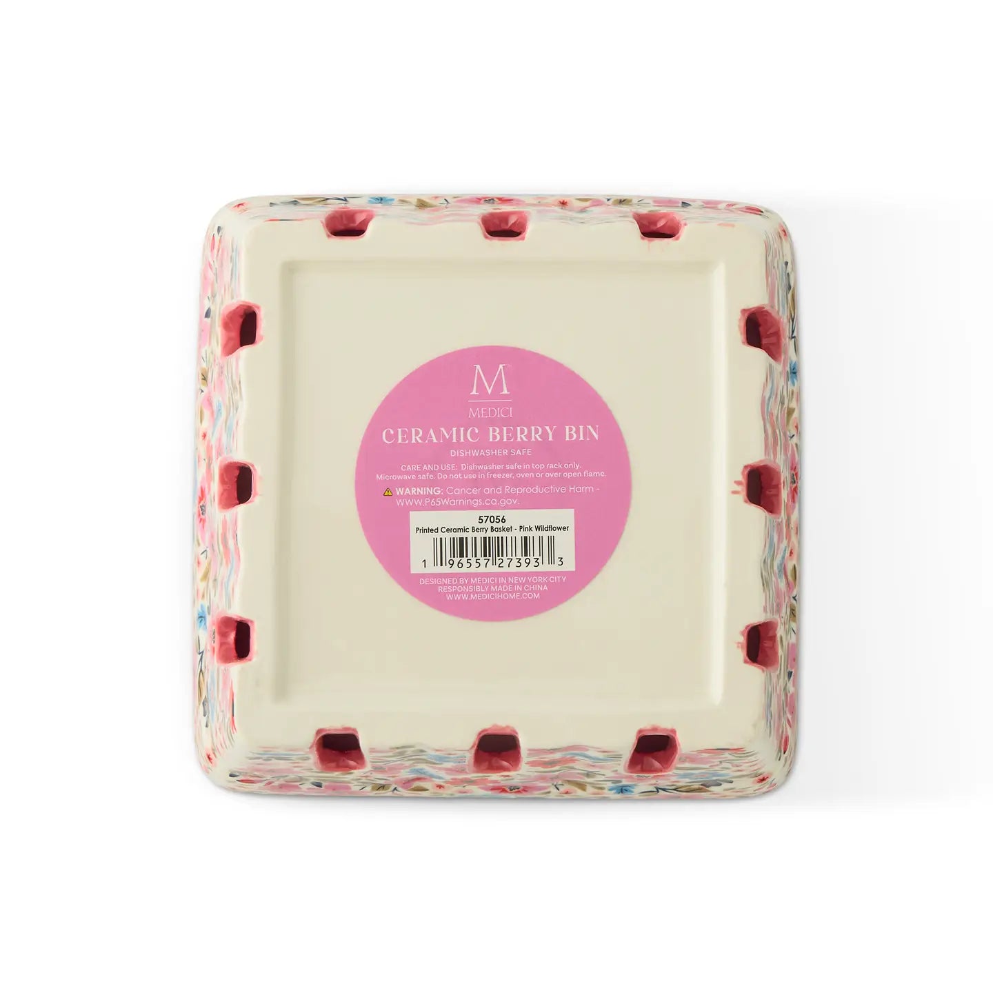 Printed Ceramic Berry Basket - Pink Wildflower