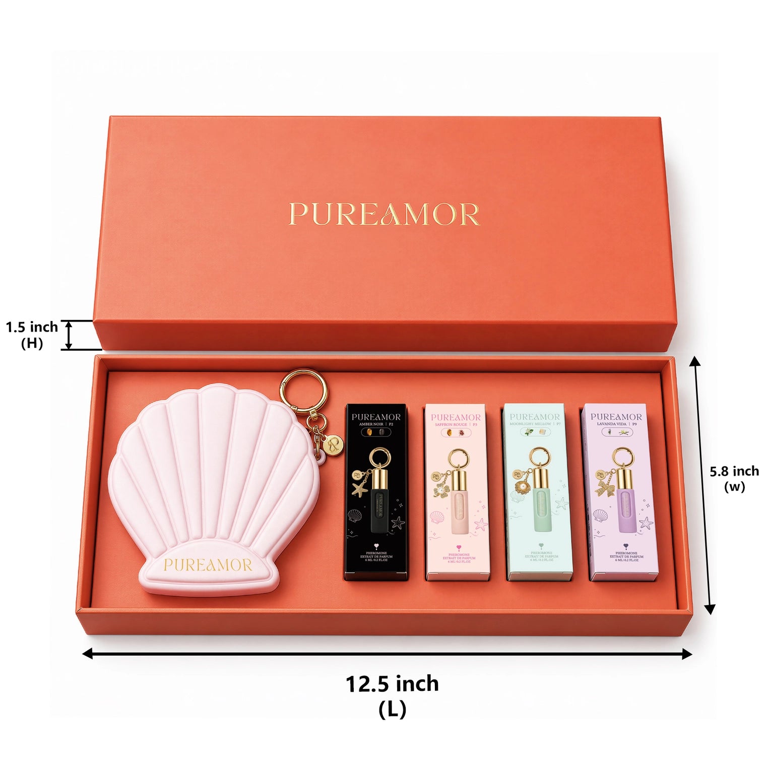 Pureamor - Quartet + Shell Wallet Roll-On Best Sellers Keychain Gift Set 6ml