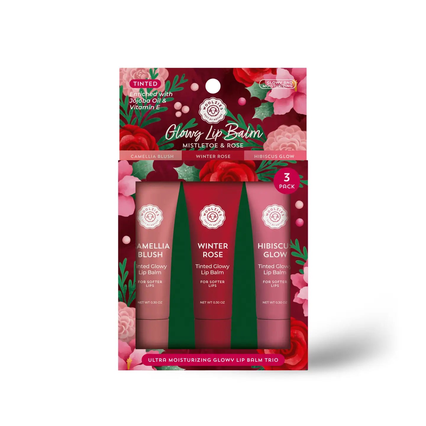 Woolzies - Mistletoe & Rose Glowy Lip Balm Trio