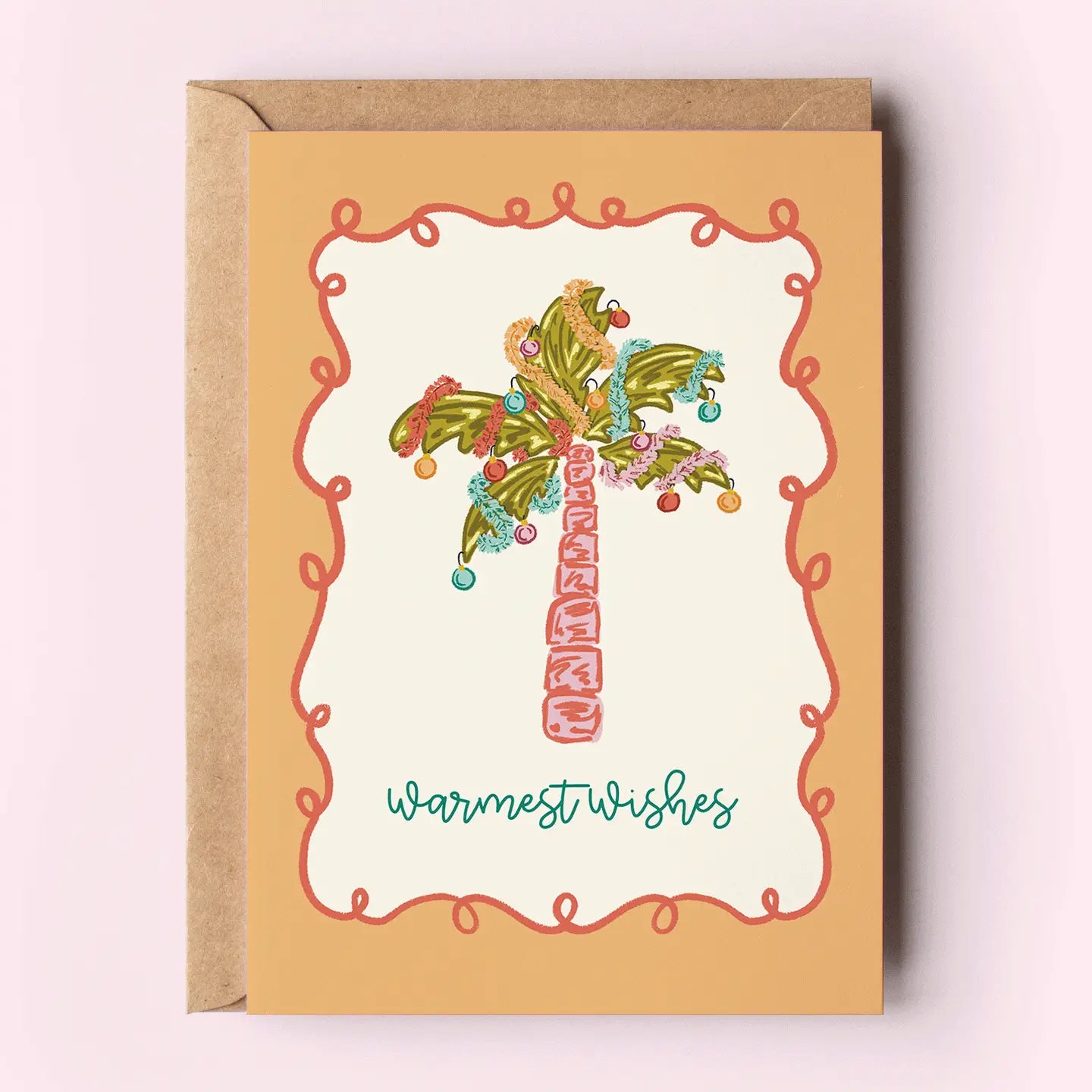 The Shelley Society - Warmest Wishes Palm Tree Beach Coastal Holiday Greeting Card