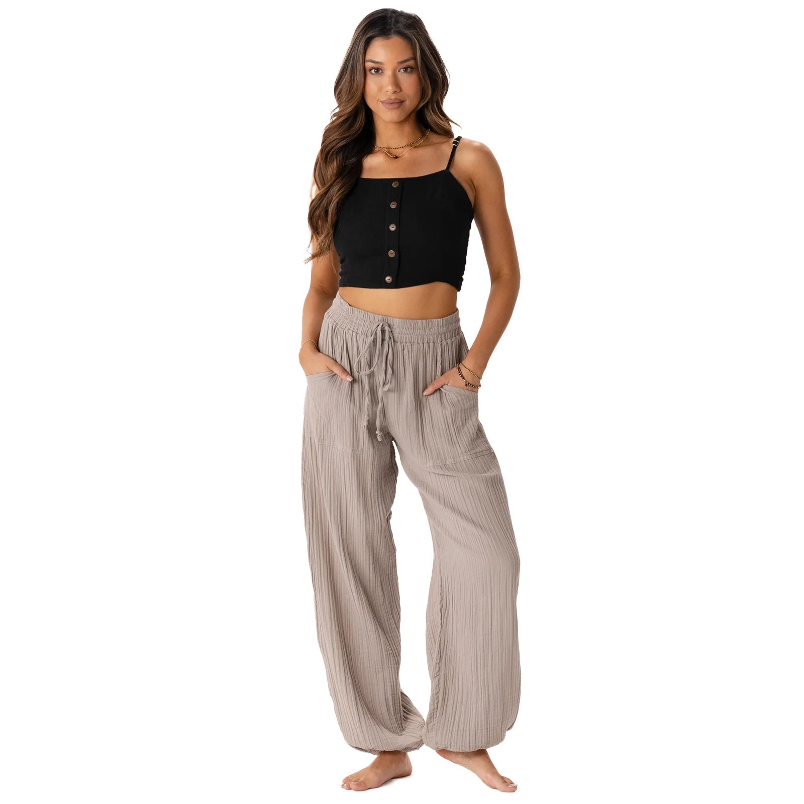 Lotus & Luna - Stone Cotton Castaway Pants
