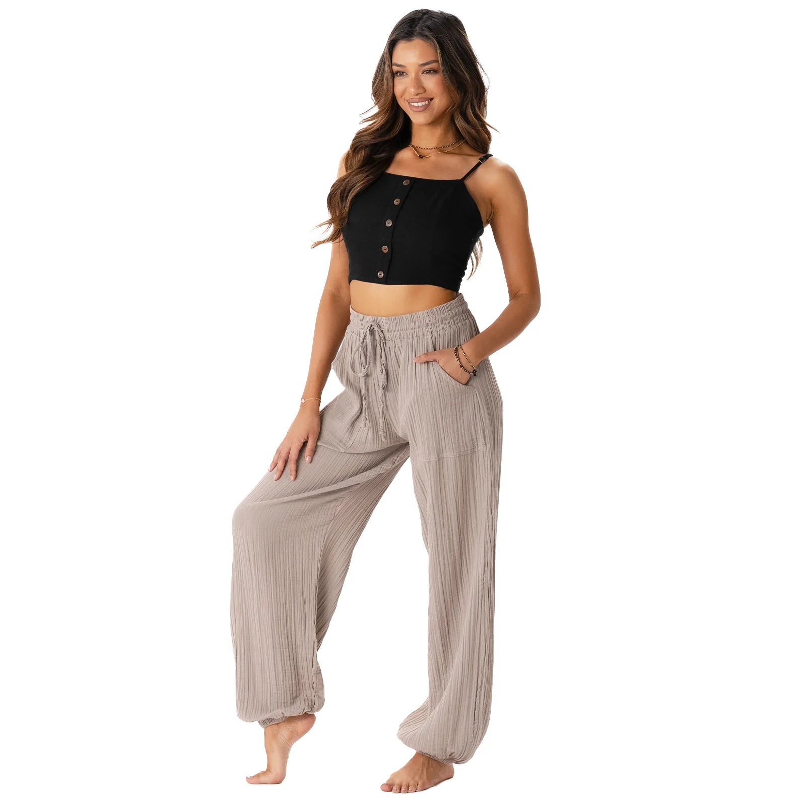 Lotus & Luna - Stone Cotton Castaway Pants