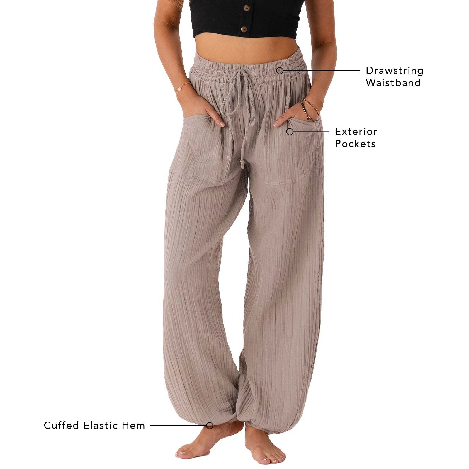 Lotus & Luna - Stone Cotton Castaway Pants
