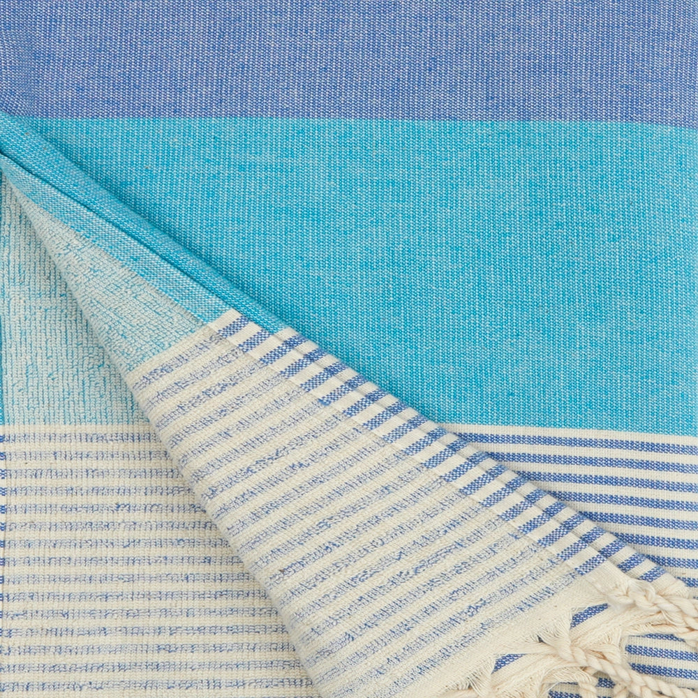 Kikoya - Hawaiian Turkish Towels 35x70" Terry Backing Beach Bath Pool - Blue/Turquoise (Add-On)