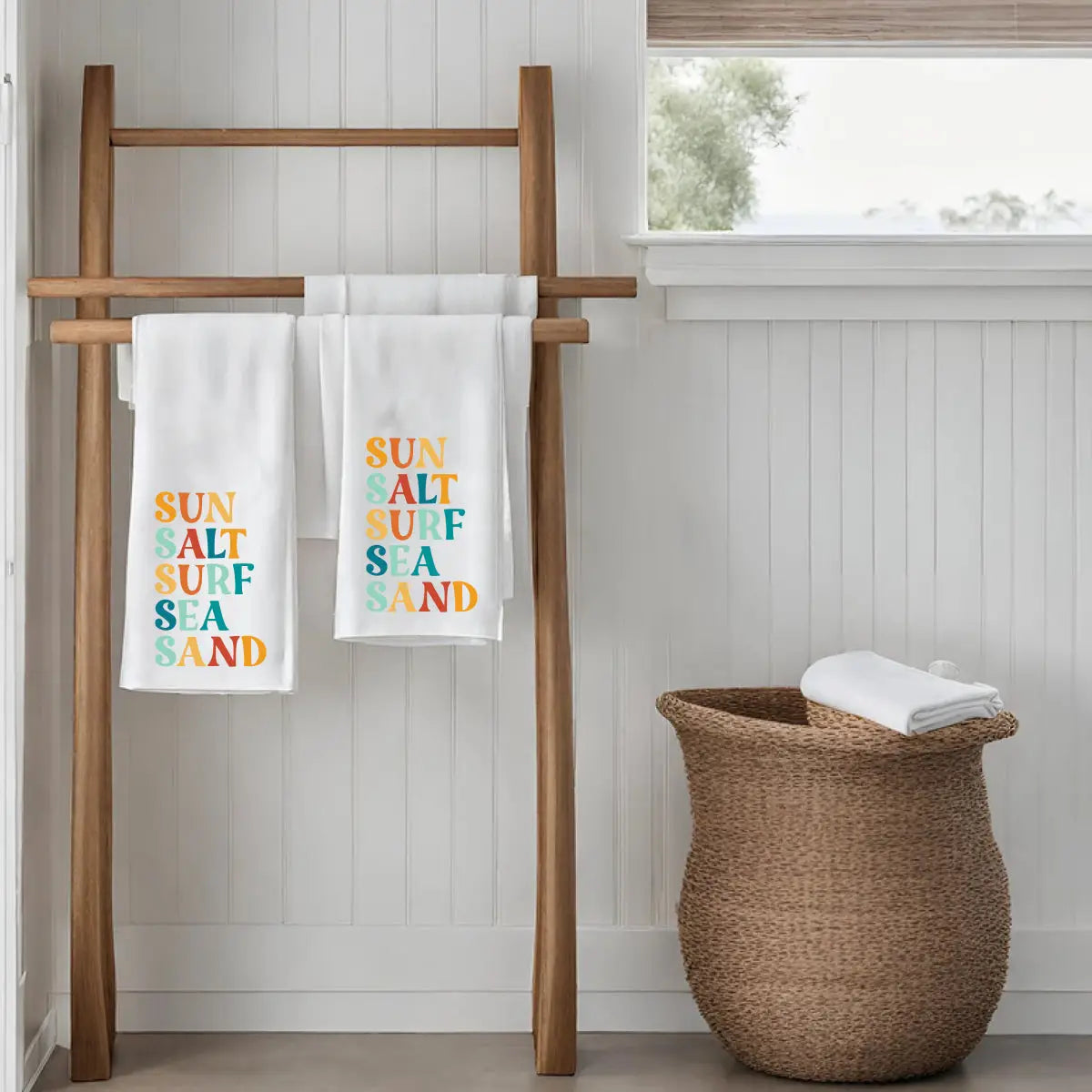 Sunshine + Saltwater - Sun, Salt, Sand, Sea, Surf Tea Towel (Add-On)
