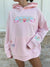 Meet Me At the Beach Sunset Embroidered Hoodie - Light Pink